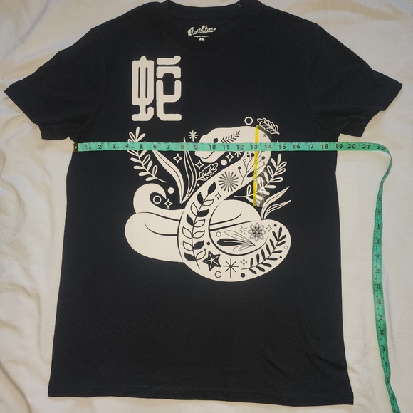 Black graphic women's T-shirt with white design, size small. - Picture 2 of 4